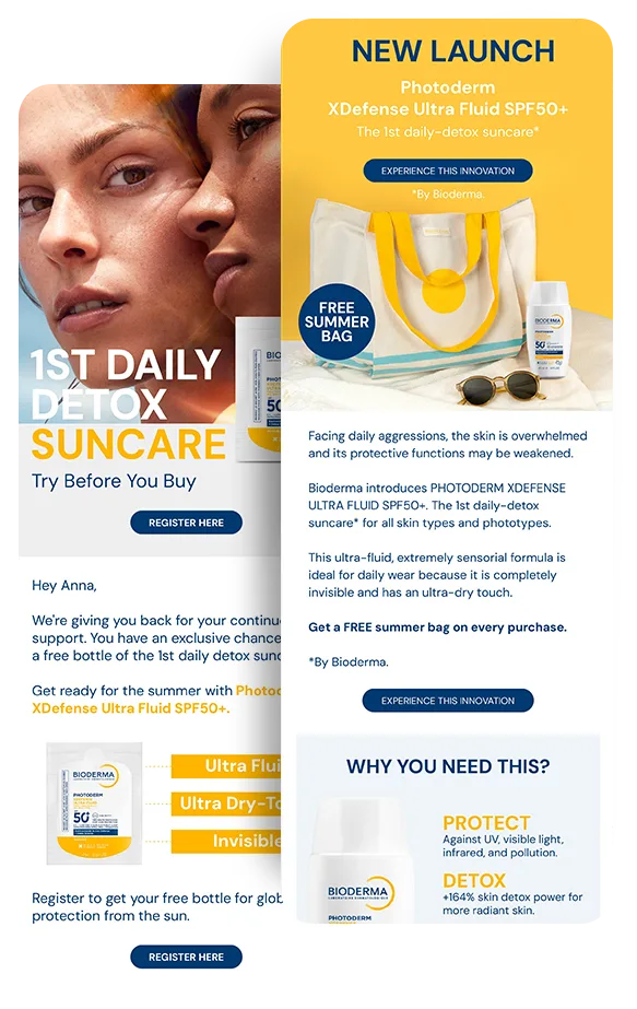 Bioderma launch and subscription emails designed by RetainUP