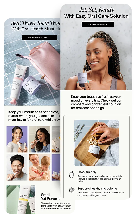 Boka lifecycle emails designed by RetainUP