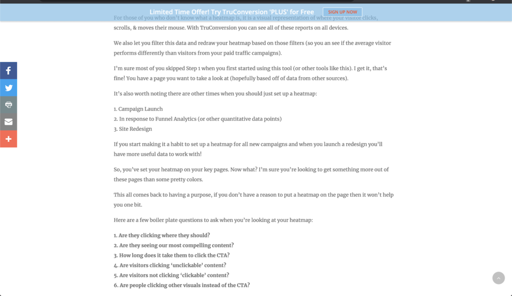 Article page with a sticky side bar placement for newsletter signup