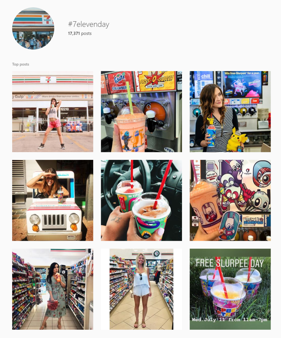 7-Eleven Free Slurpee Day Instagram hashtag posts
