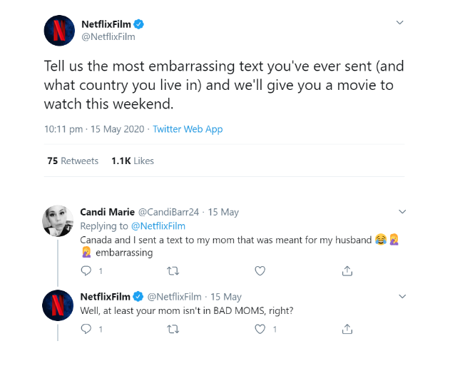 Netflix Film tweet asking followers for their worst texts