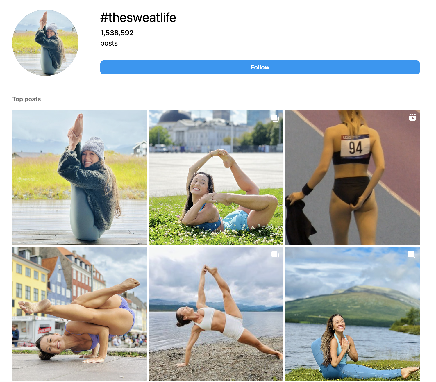 Lululemon #thesweatlife Instagram hashtag page with customer photos