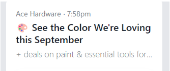 Ace Hardware subject line and preview text in the inbox