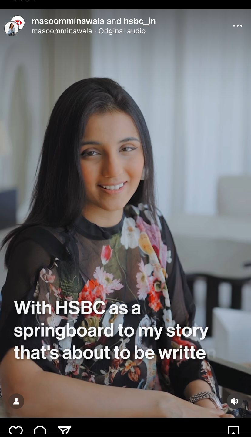 HSBC influencer collaboration Instagram story