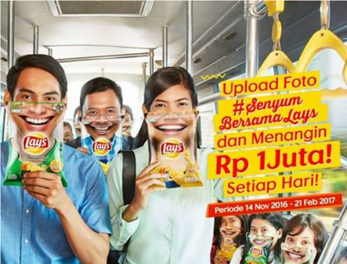 Lays Smiles campaign ad with faces on chip bags