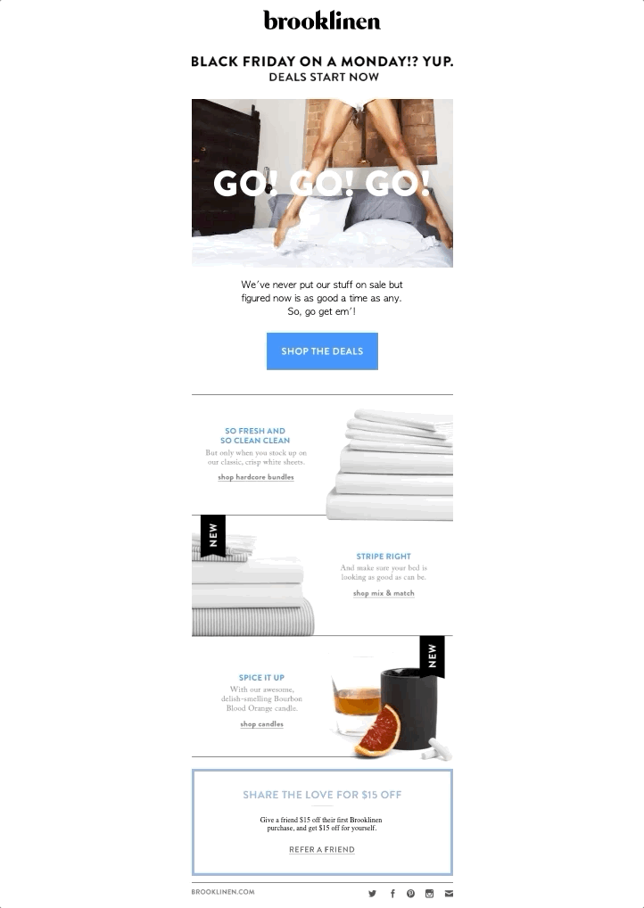 Brooklinen Black Friday early deals email