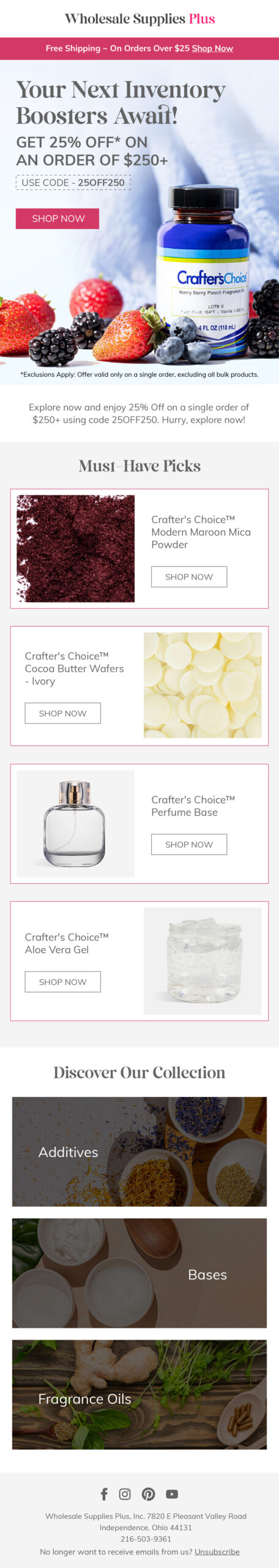 Wholesale Supplies Plus cross-sell email 2 with 20% off new items