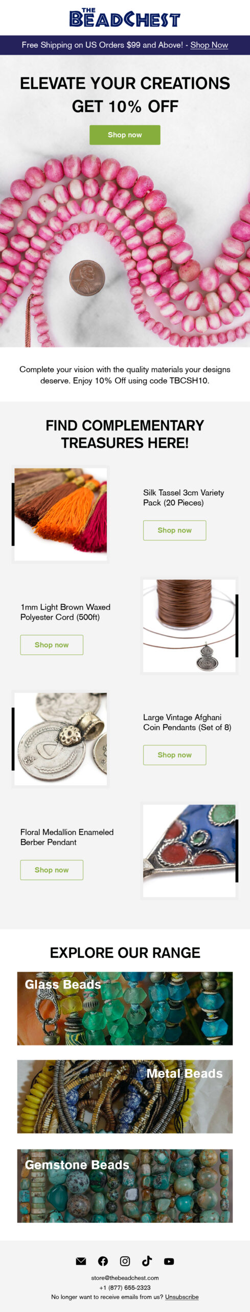 Bead Chest post-purchase upsell email 2 with 10% off