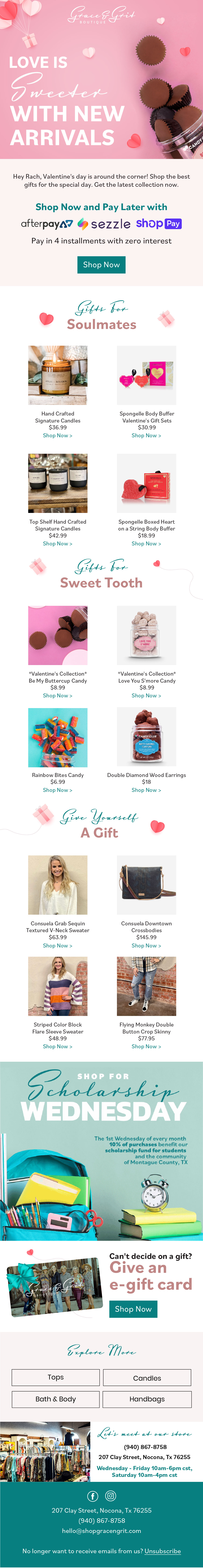 New arrivals email showing the latest products