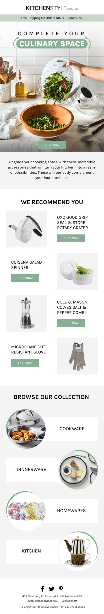 KitchenStyle post-purchase upsell email 1 with recommended products