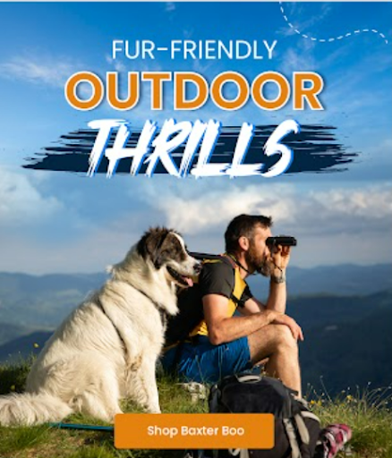 Baxter Boo lifestyle image of a man and dog outdoors