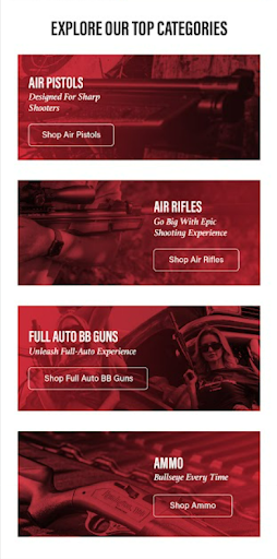 Crosman email block showing top product categories