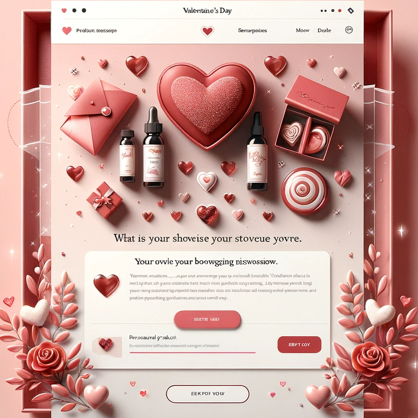 Valentines Day email template concept with romantic design