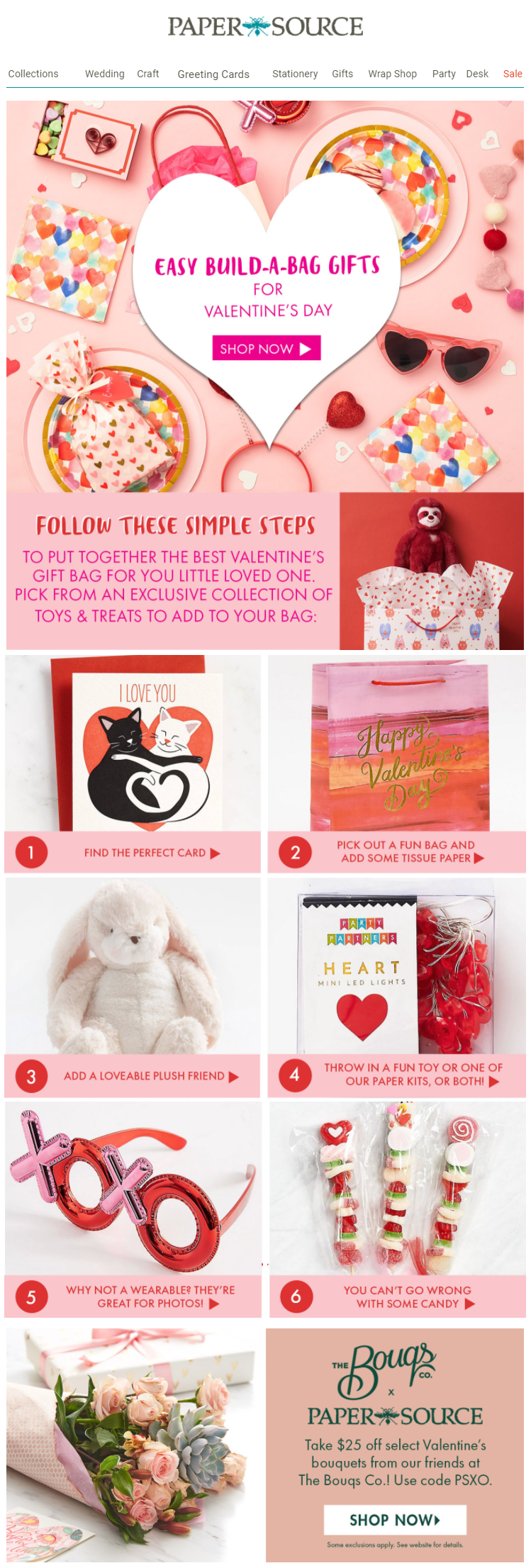 Paper Source Valentines email with DIY gift ideas and craft products