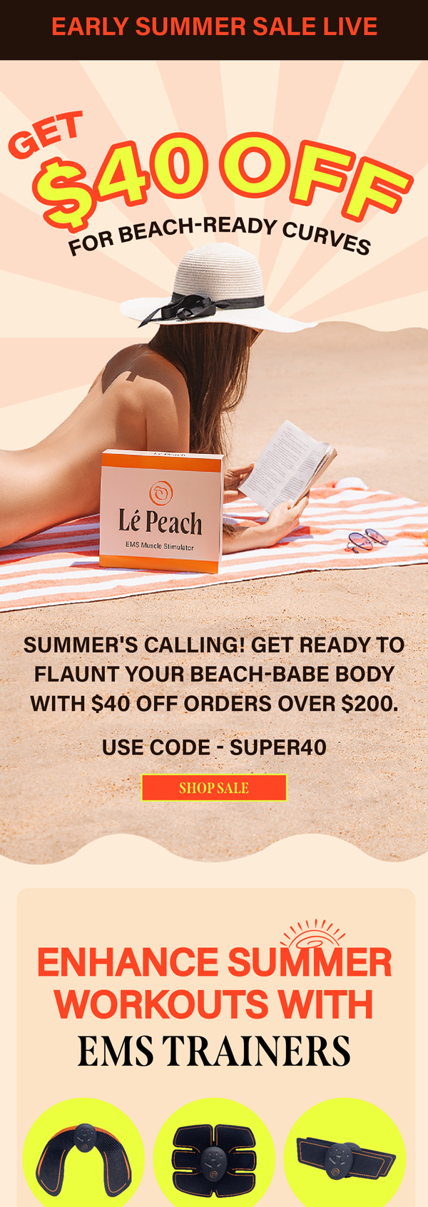 LePeach early summer sale email with $40 off