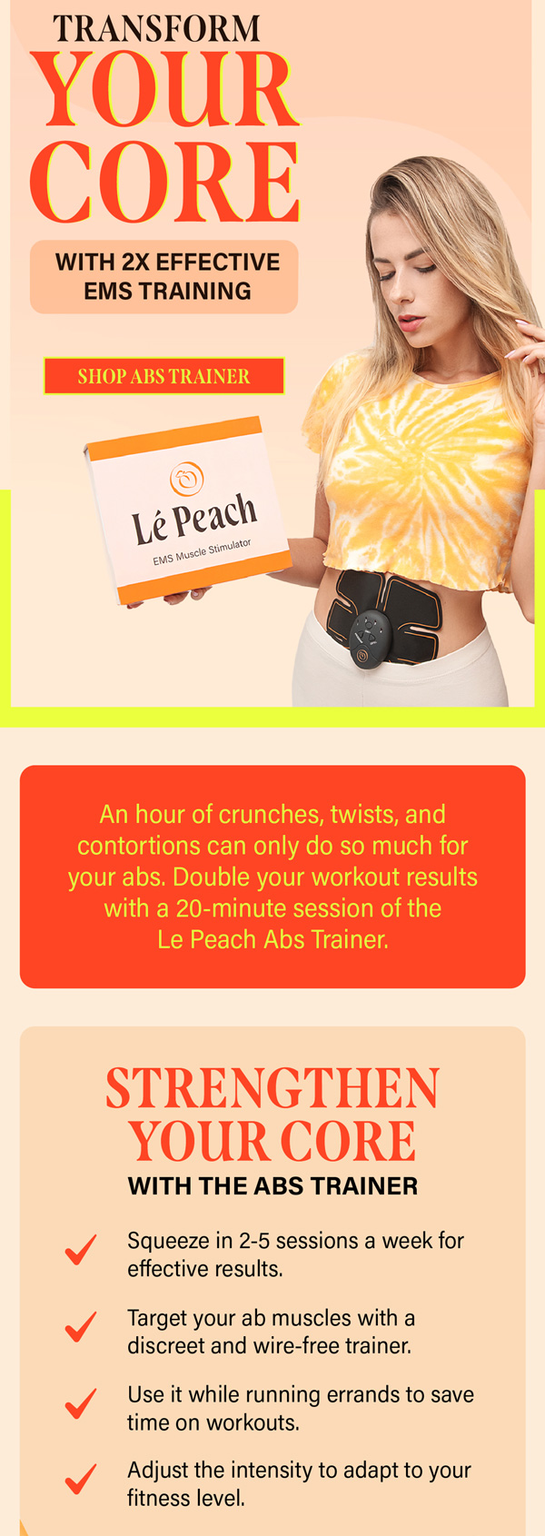 LePeach EMS abs trainer campaign email