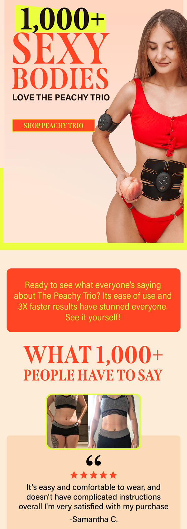 LePeach Peachy Trio campaign email with customer reviews