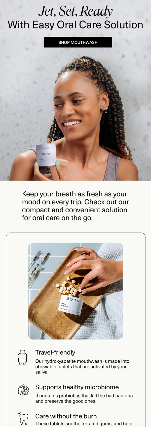 Boka mouthwash tablets campaign email
