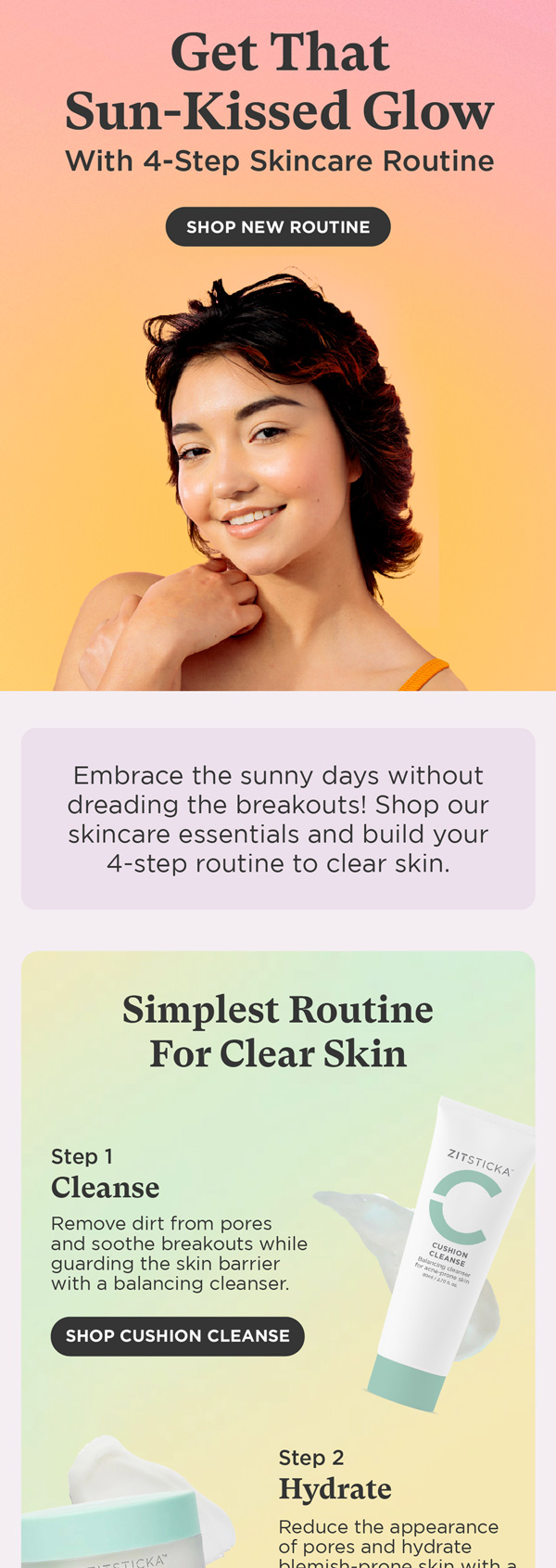 ZitSticka 4-step skincare routine email