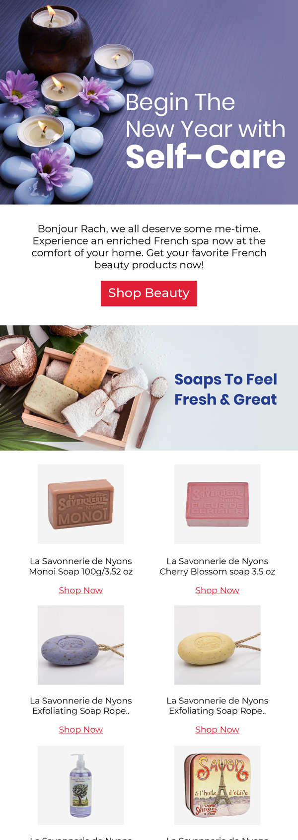 Le Panier Francais New Year self-care email
