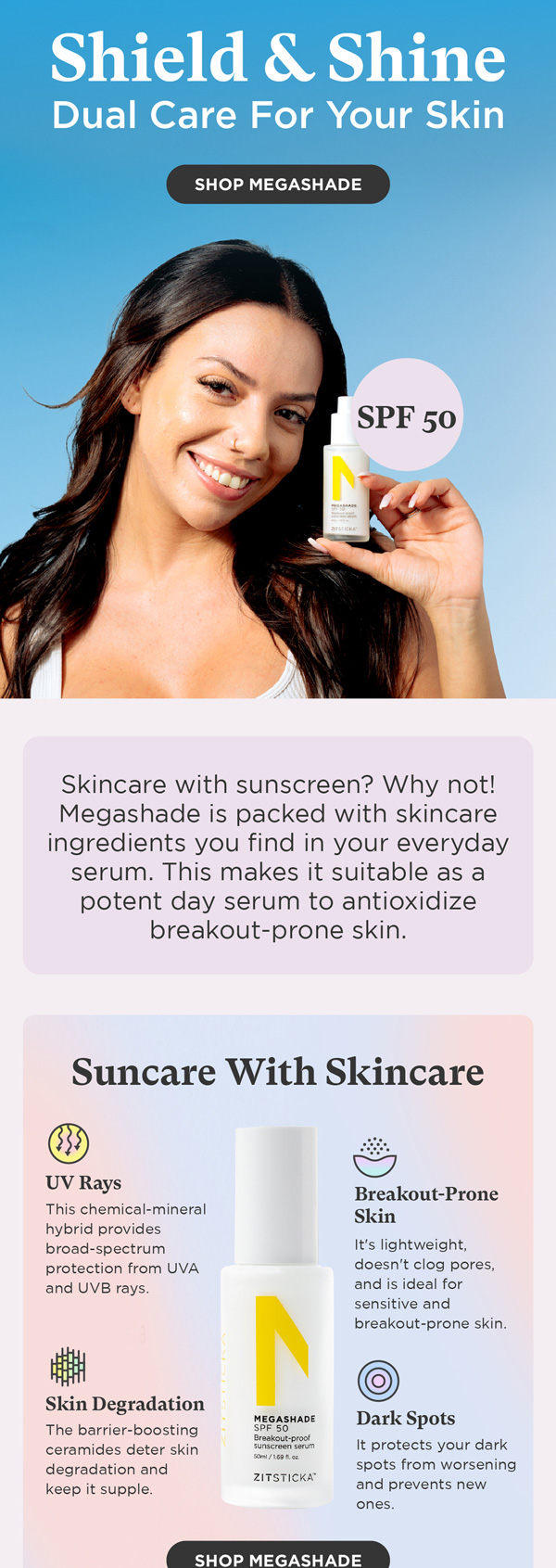 ZitSticka Megashade sunscreen email