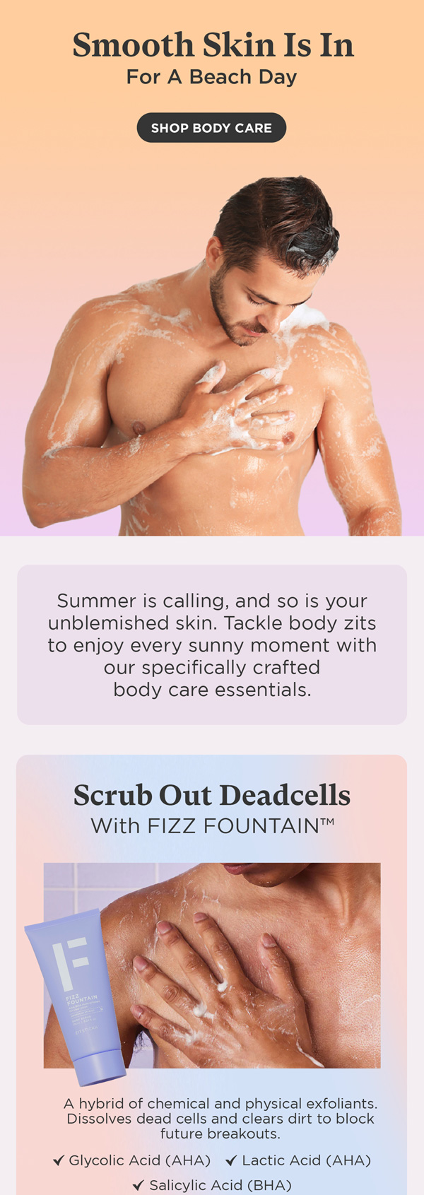 ZitSticka body care email for smooth skin