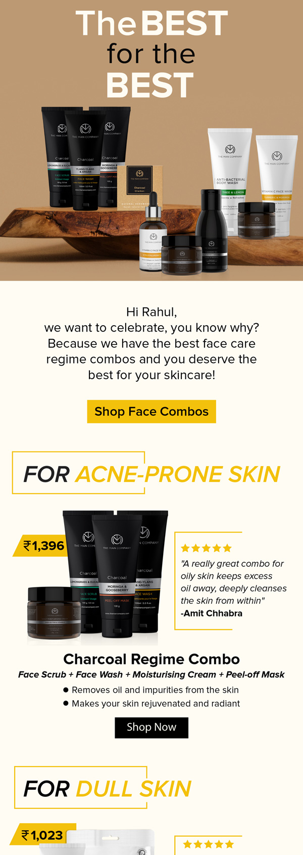 The Man Company face regime combos email