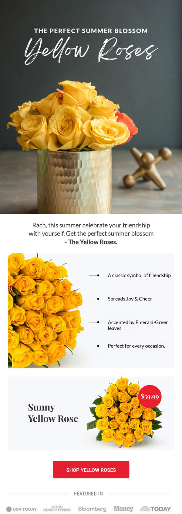 BloomsyBox yellow roses summer campaign email