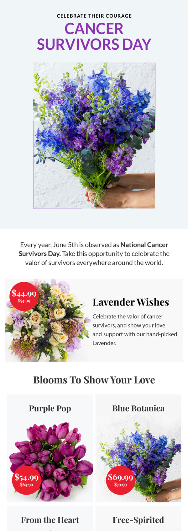 BloomsyBox Cancer Survivors Day campaign email