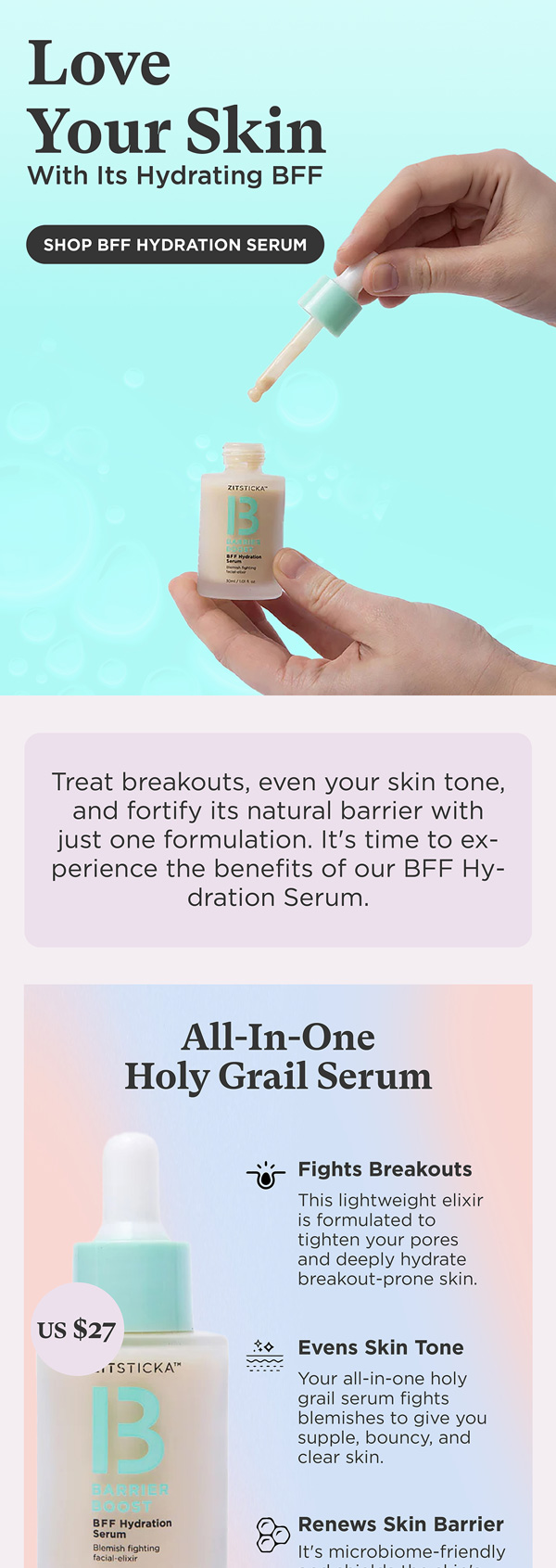 ZitSticka BFF hydration serum email