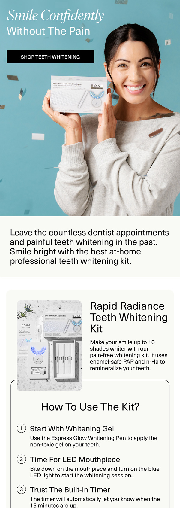 Boka teeth whitening kit campaign email