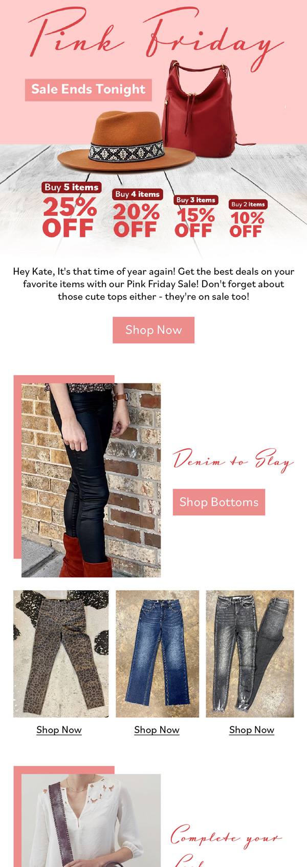 Grace and Grit Pink Friday sale email