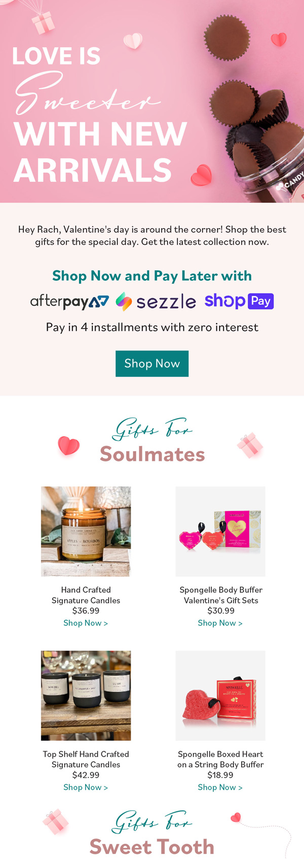 Grace and Grit Valentine's Day new arrivals email