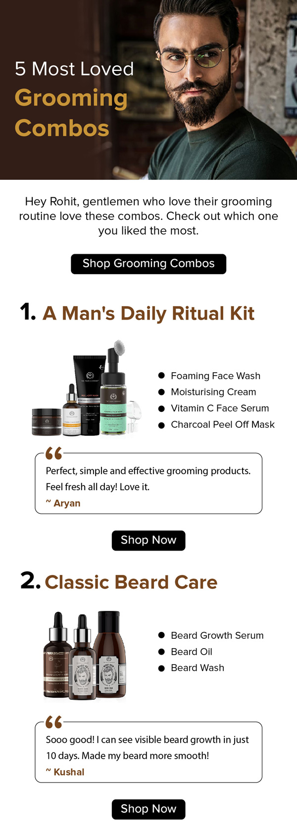 The Man Company grooming combos email