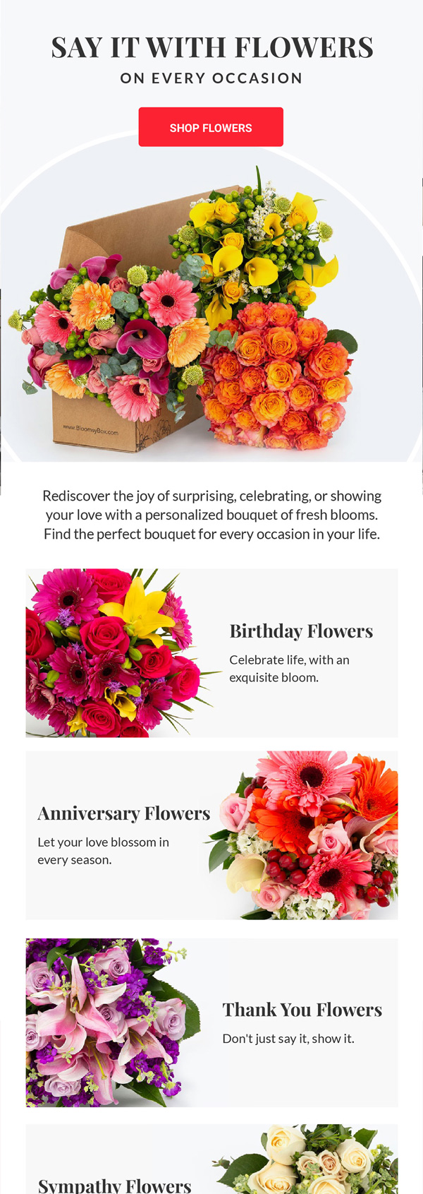BloomsyBox flowers for every occasion email