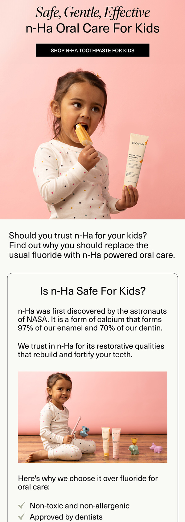 Boka email on n-Ha oral care for kids