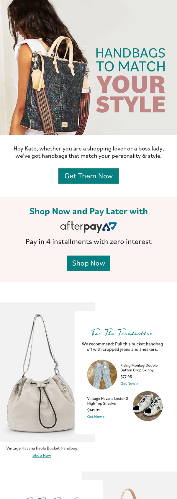 Grace and Grit handbags campaign email