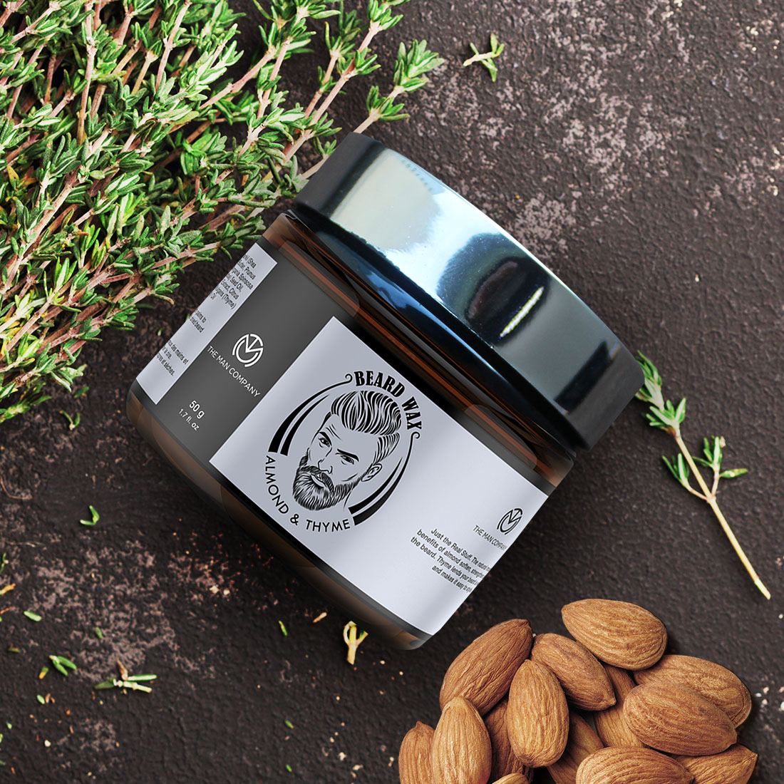 The Man Company beard wax with almonds