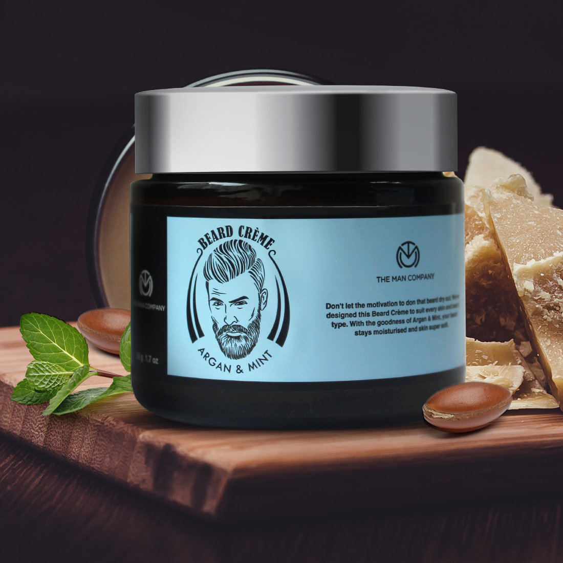 The Man Company beard creme jar