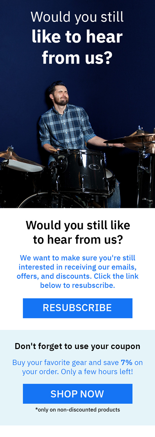 MusicMajlis winback email asking to resubscribe