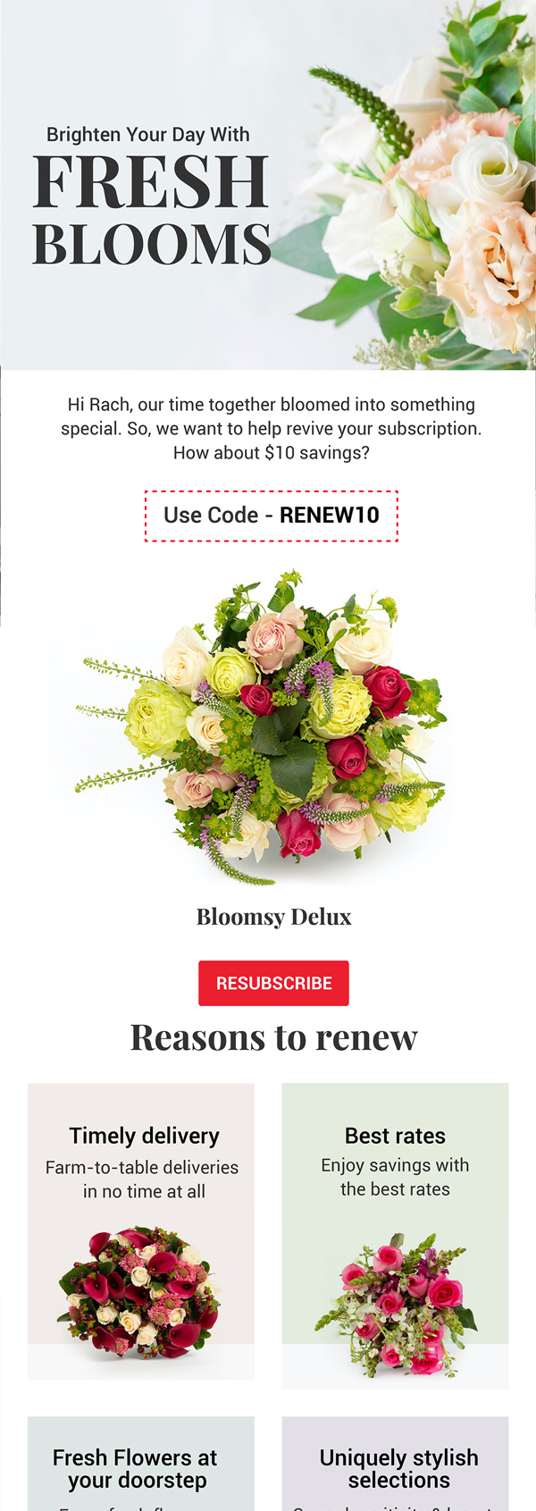 BloomsyBox just expired subscription email with renewal code