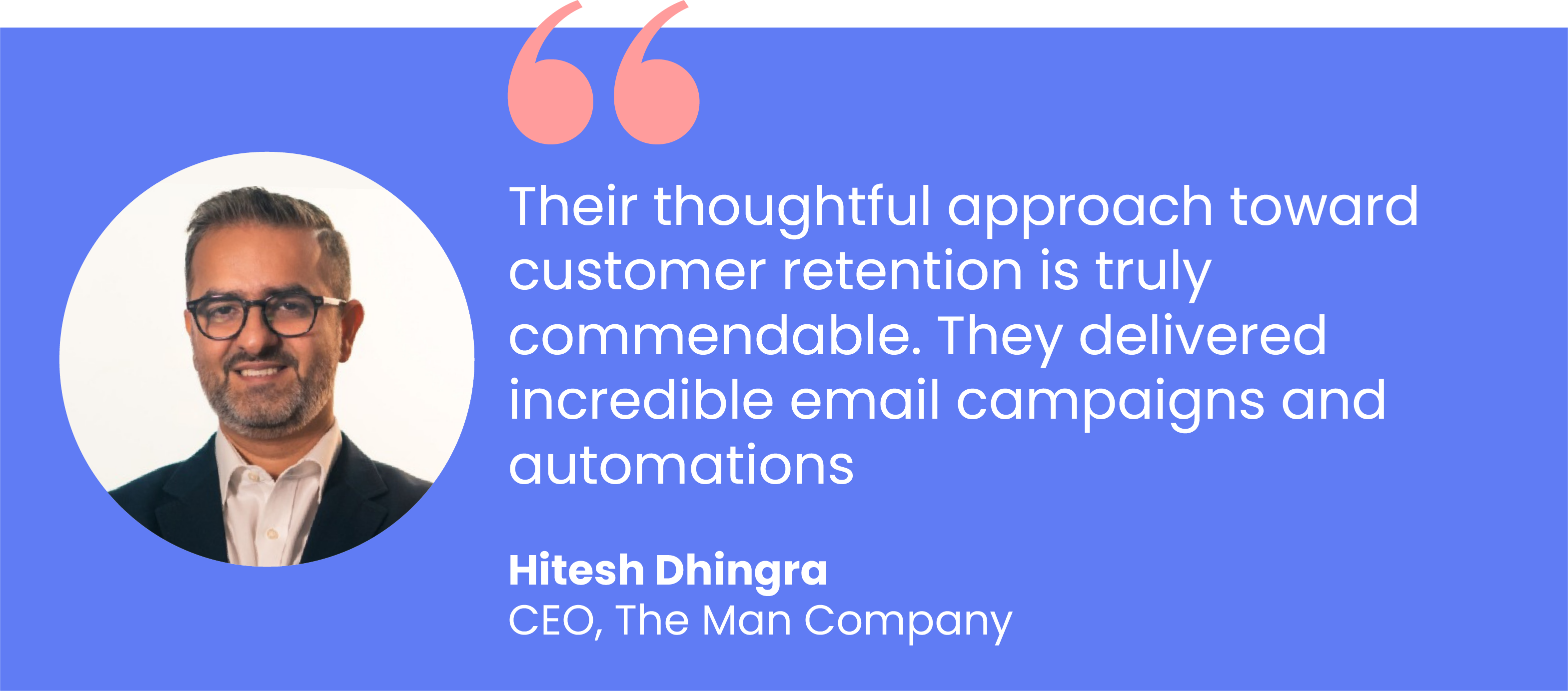 Review from Hitesh Dhingra, CEO of The Man Company, on RetainUp's work