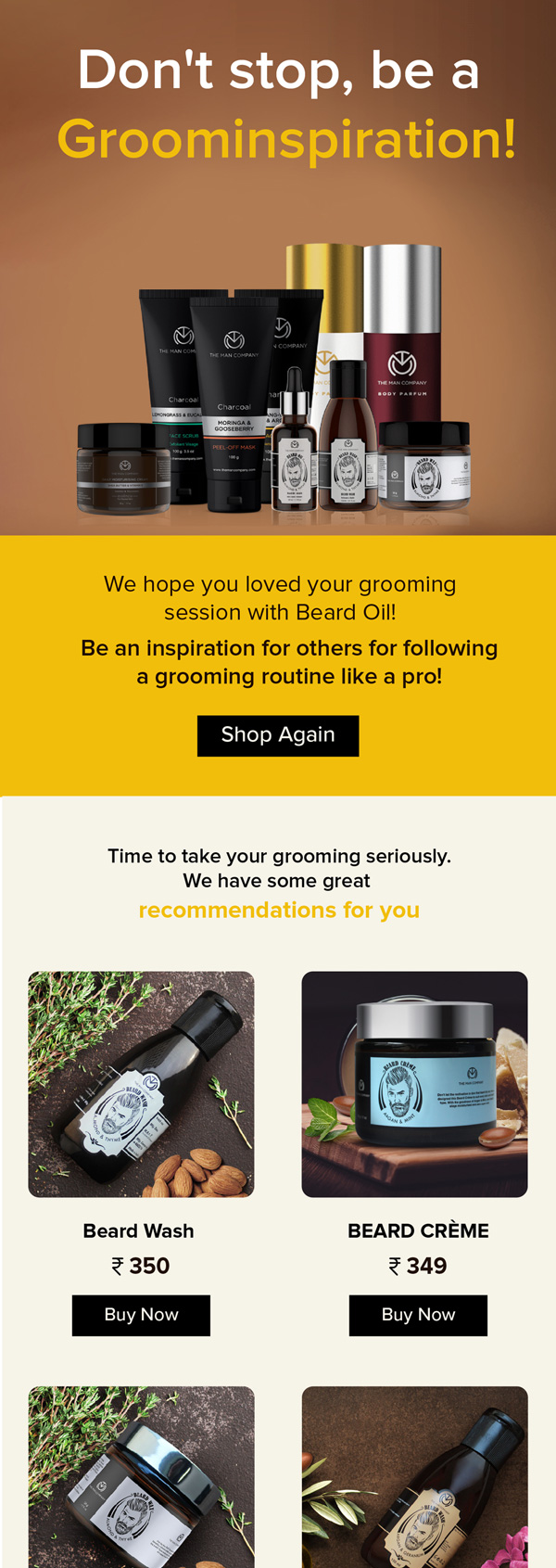 The Man Company upsell email with beard care picks