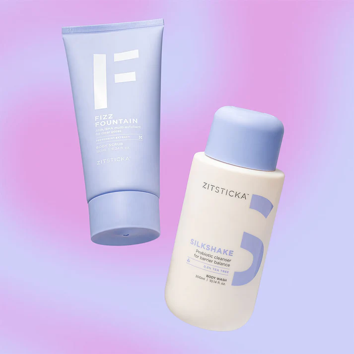 ZitSticka Fizz Fountain cleanser and Silkshake body wash