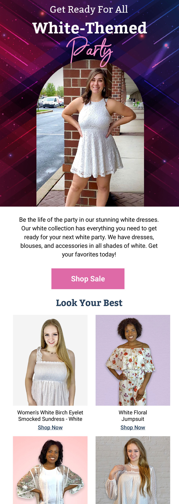 Sybaritic Boutique white party campaign email
