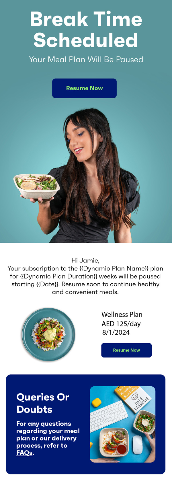 Fitlab paused subscription email to resume the plan