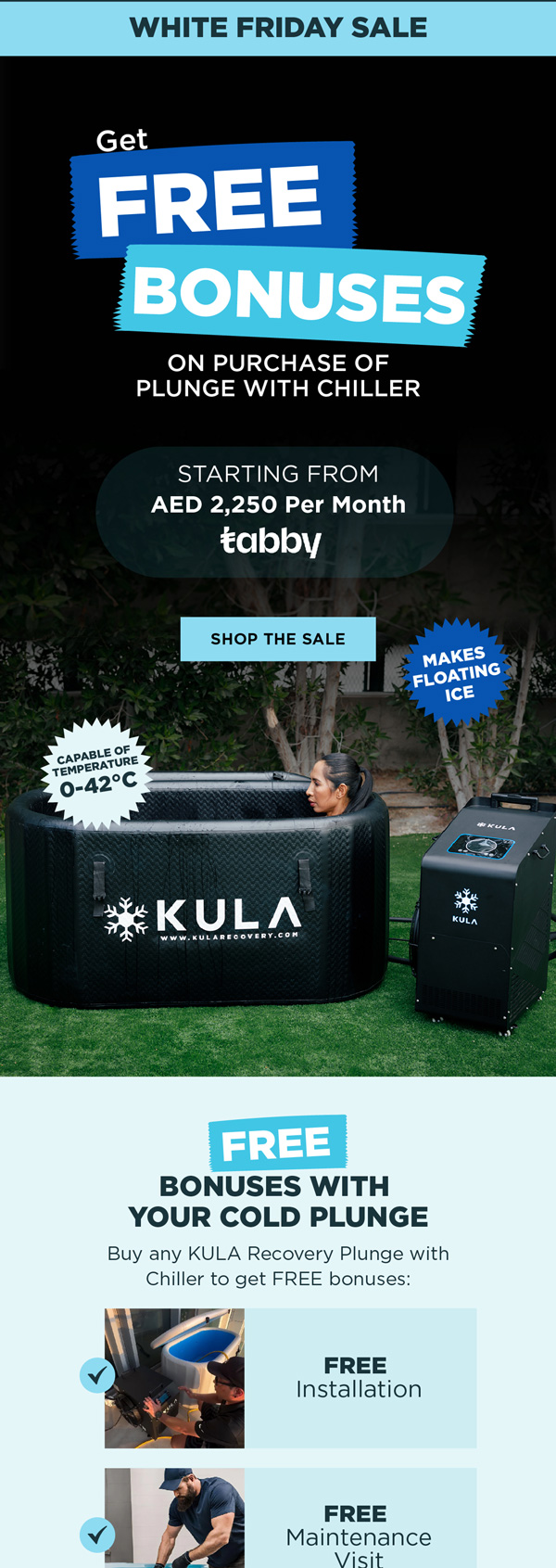 KULA White Friday sale email with free bonuses