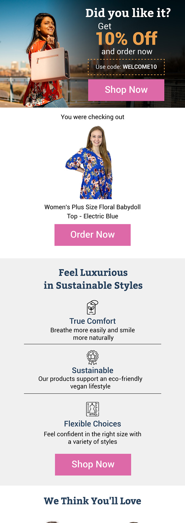 Sybaritic Boutique browse abandonment email with 10% off