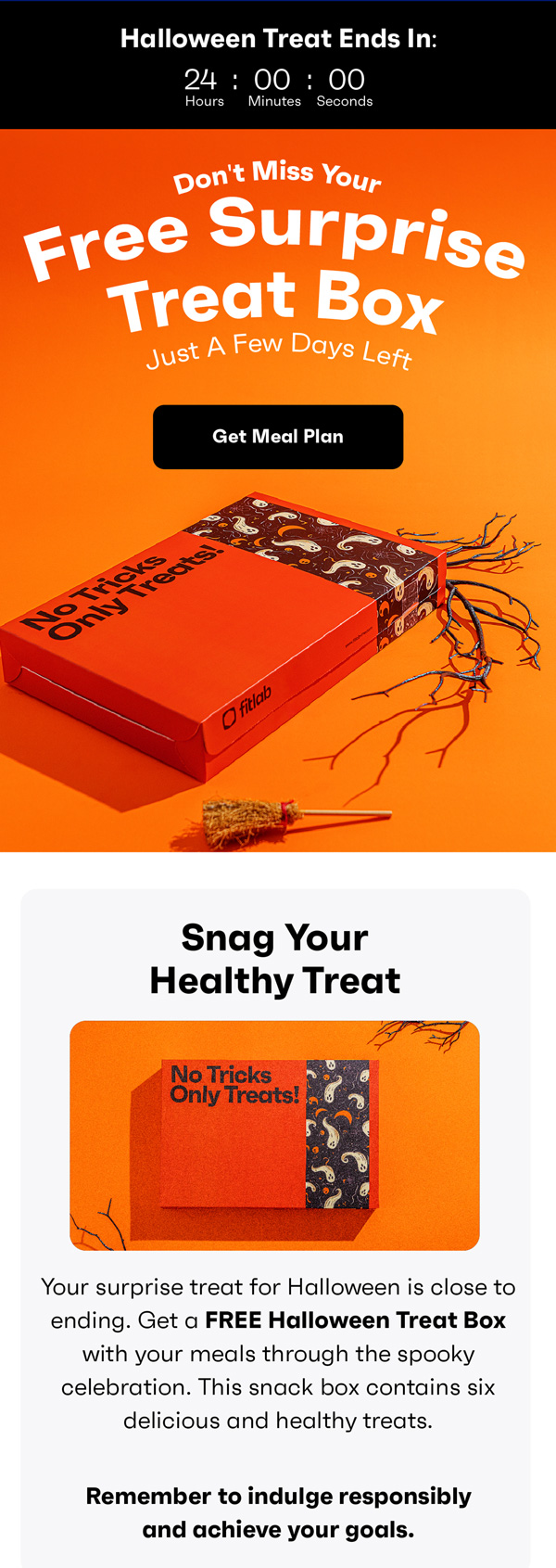Fitlab Halloween free surprise treat box email