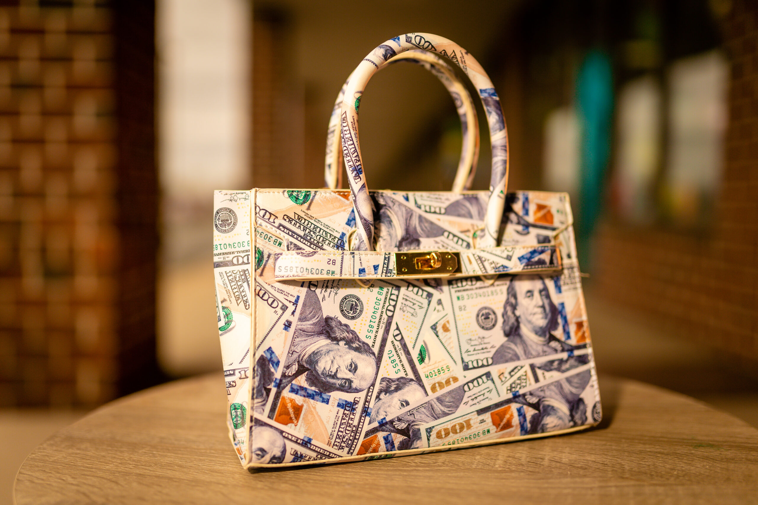 Sybaritic Boutique handbag with a dollar print